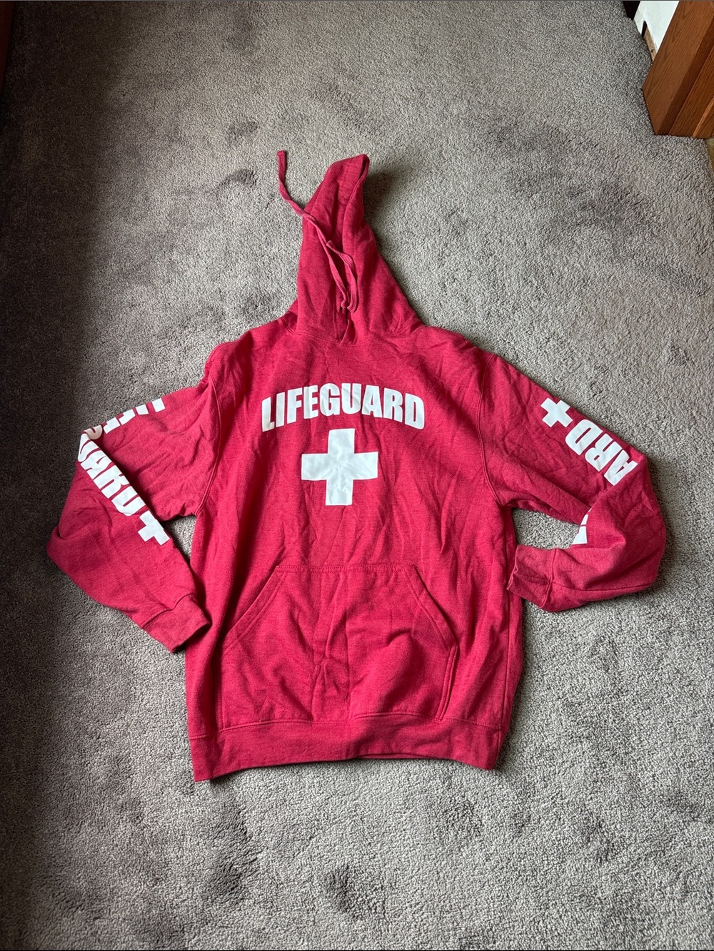 Ann Arbor Lifeguard Red Pullover Graphic Hoodie Sweatshirt SIZE M